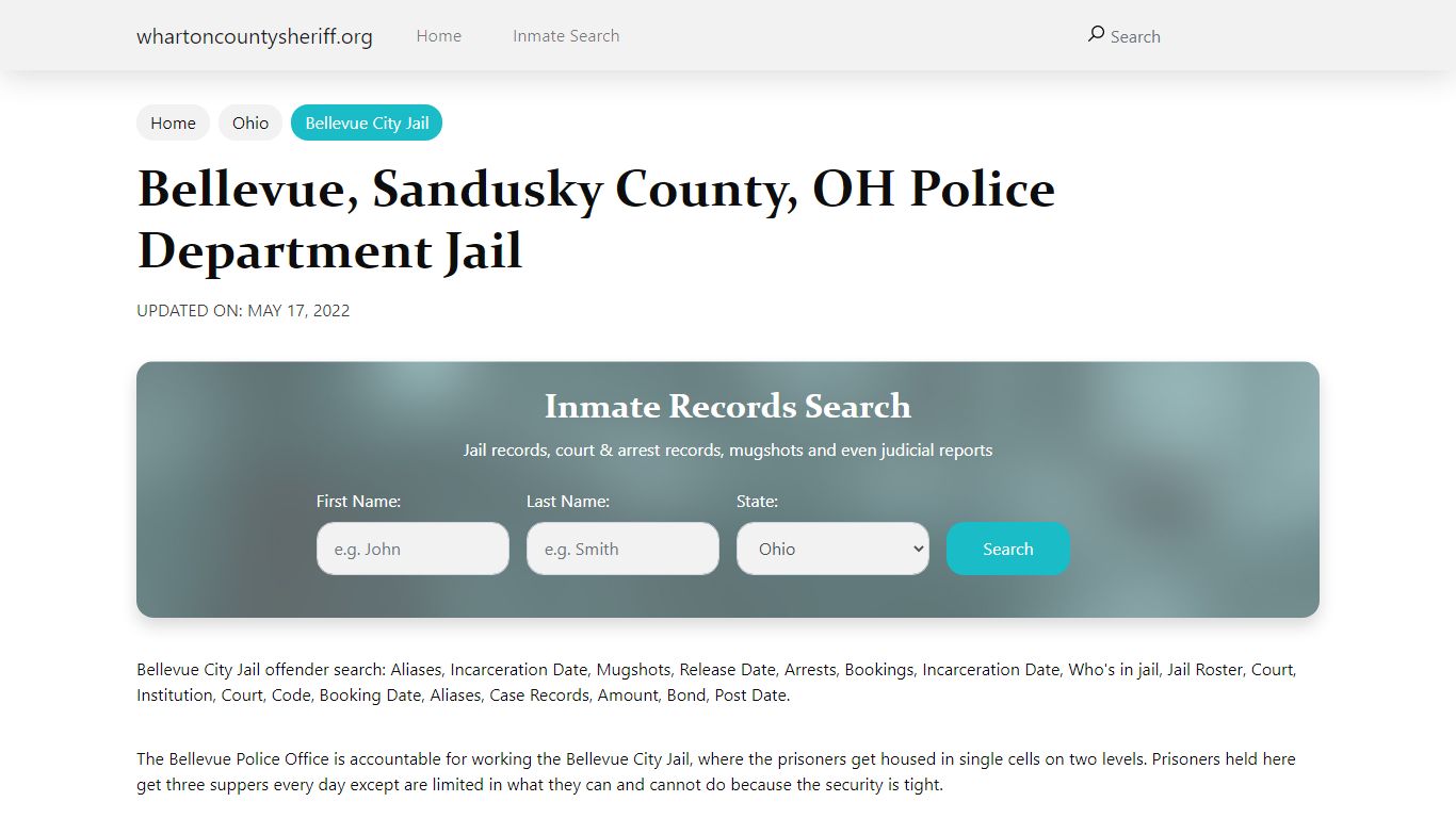 Bellevue, OH City Jail Inmates, Arrests